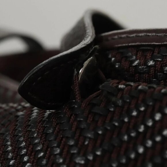 HERMES Kaba Chennai MM Hand Bag Canvas Leather Brown Silver Auth bs21951 - Picture 11 of 16